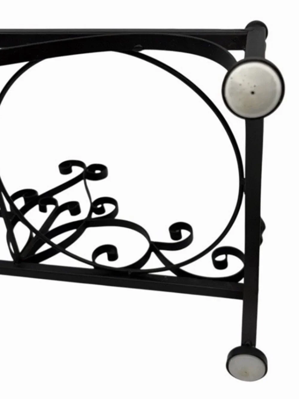 Vintage Victorian Style Wrought Iron Dog Food & Water Bowl Holder Ornate Scroll